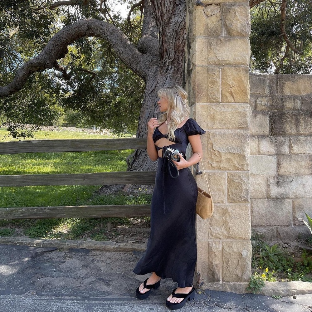 SOLD Satin Cut-Out Maxi Dress